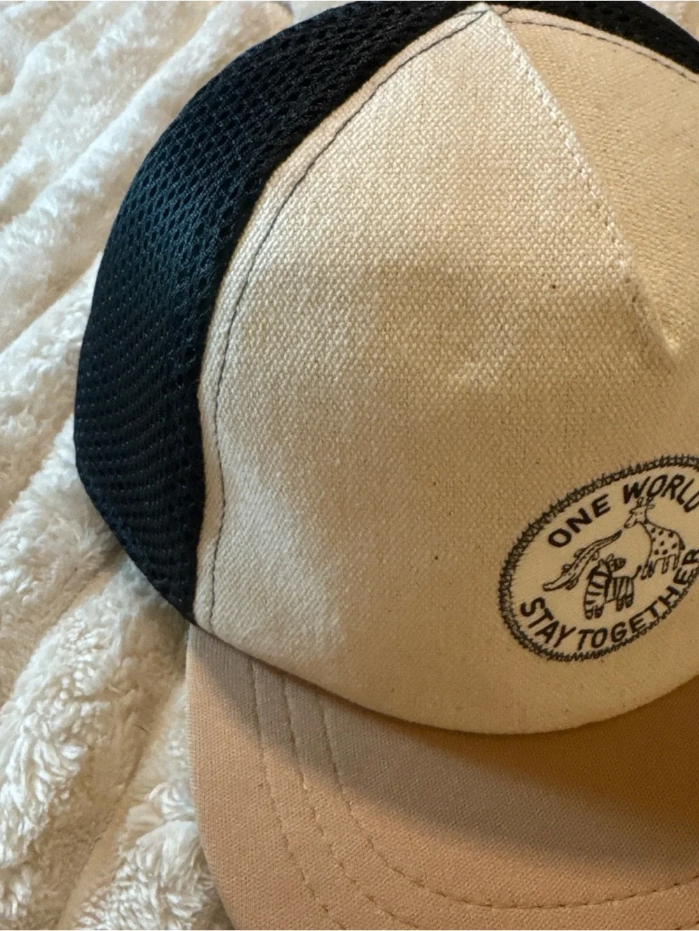 ONE WORLD Cream, Black & Tan Kids Trucker Hat